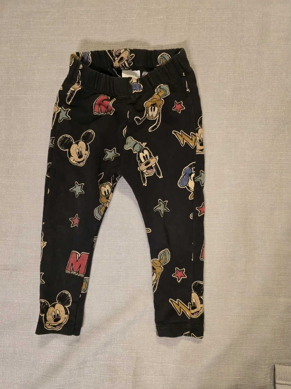 Disney Mickey & Friends Toddler Leggings 18-24M Black Printed Pants
